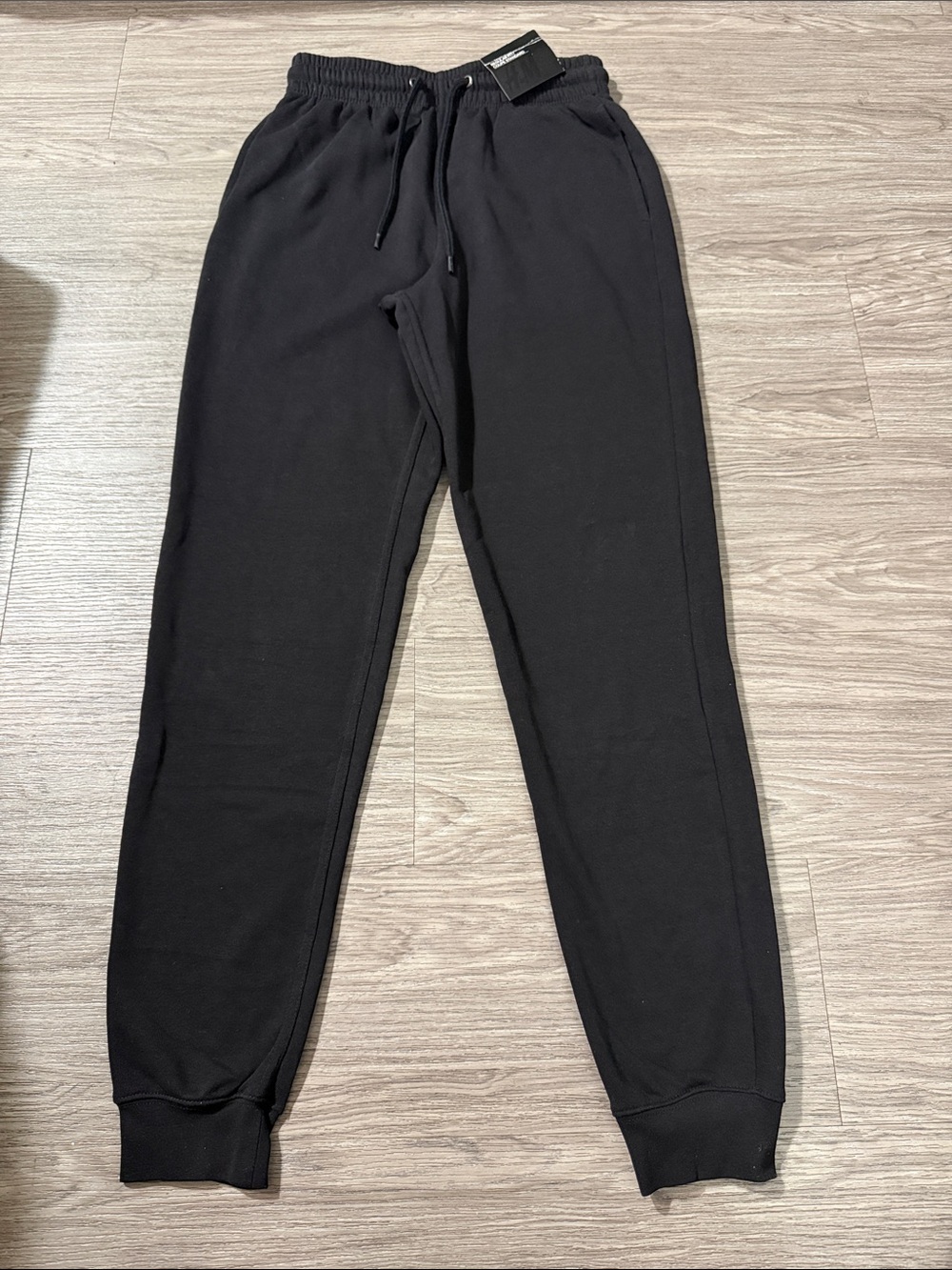 H&M regular Fit Black Men's Fleece Joggers with Drawstring Sz XS